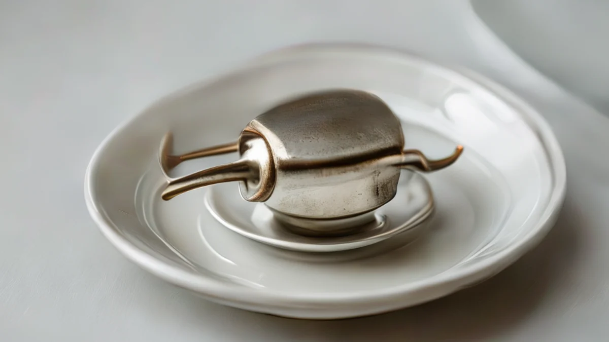 A silver plug with a darkened surface, showing signs of oxidation.