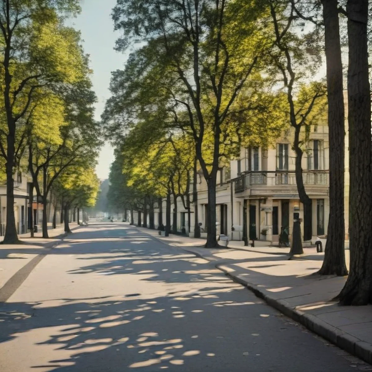 Eine sonnendurchflutete Pariser Straße im 19. Jahrhundert