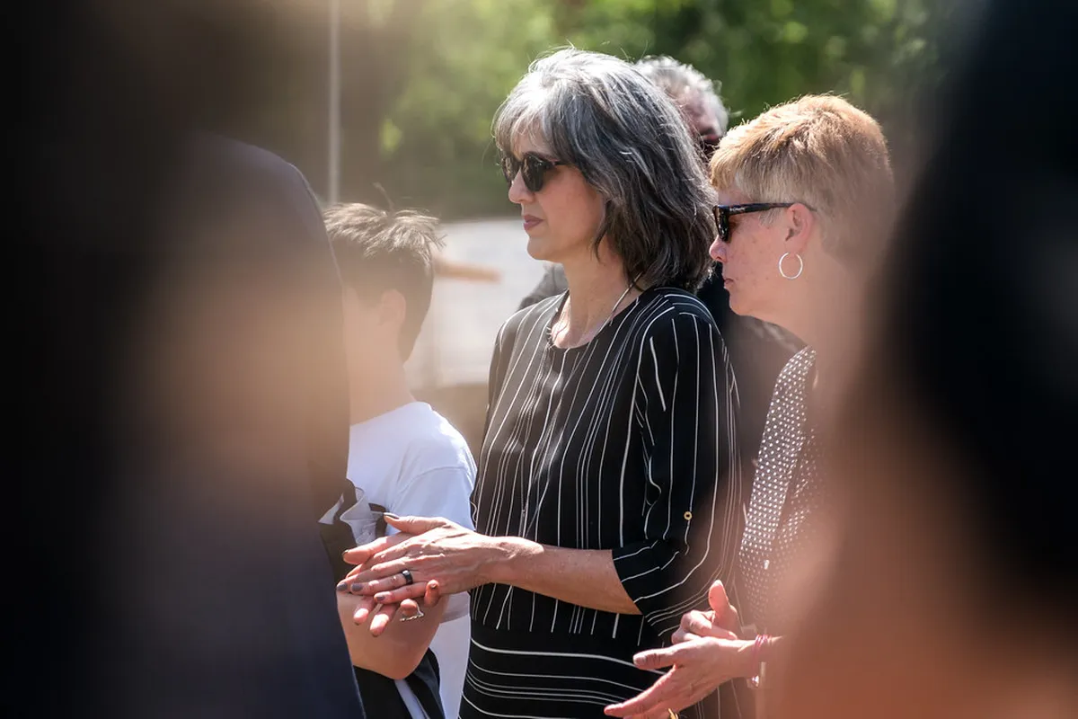 Walker Art Center Executive Director, Olga Viso & Minneapolis Park Board Superintendent Jayne Miller at a ceremony to dismantle the 'Scaffold' sculpture., dakot